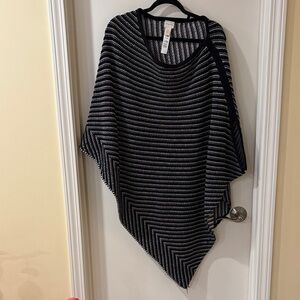 Chico's Striped Black and White Poncho